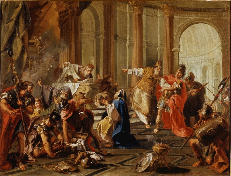 Marcus Licinius Crassus sacks the Temple in Jerusalem, 54 CE (Giambattista Pittoni) (1687–1767) Gallerie dell